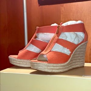 Michael Kors, Orange wedges only worn ONCE!